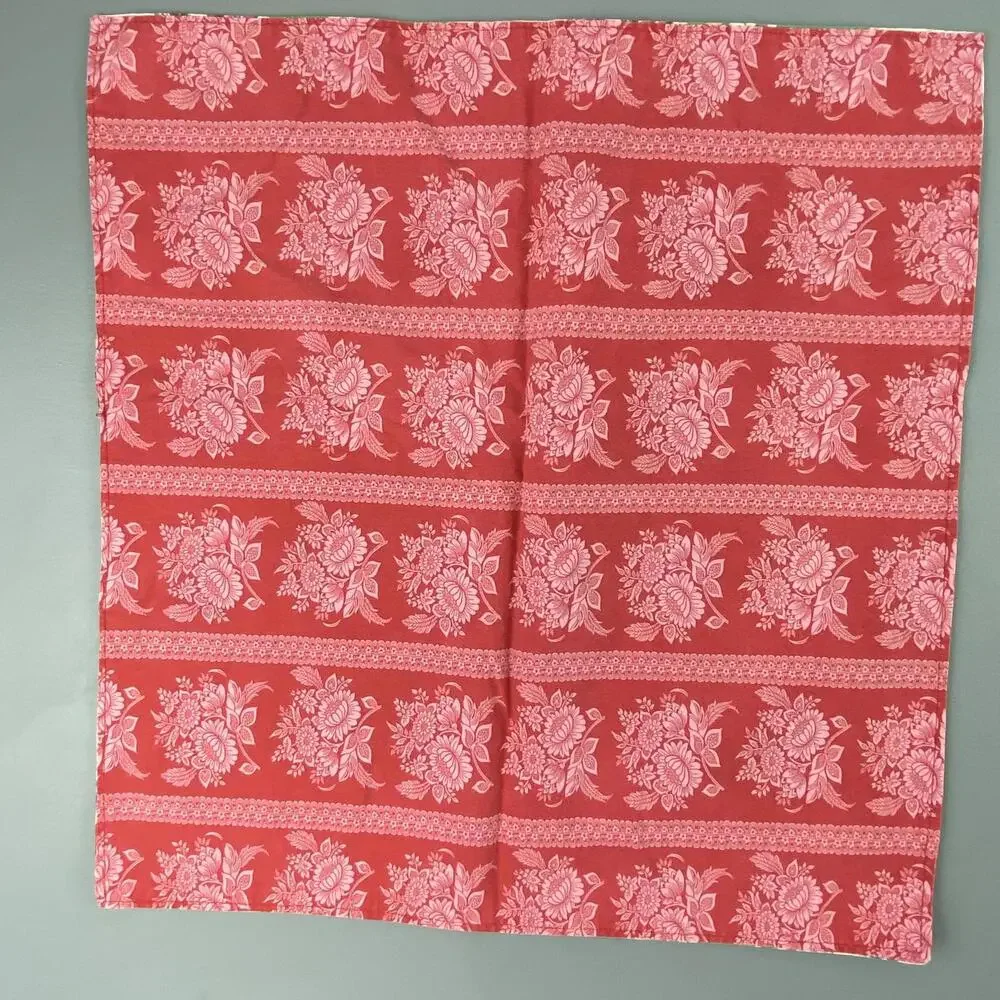 Vintage Floral Print Handkerchief - Green & Pink Design